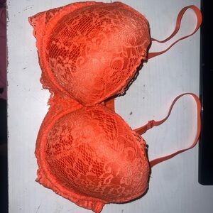 Lace Push-Up Bra in Vibrant Orange